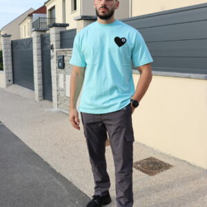 T-shirt Bleu Cœur Noir homme streetwear vetement