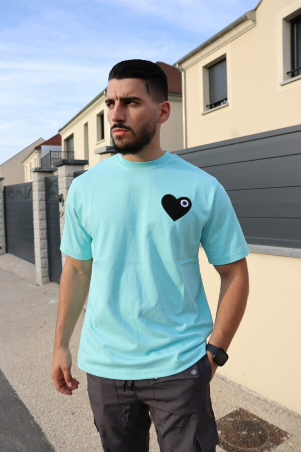 T-shirt Bleu Cœur Noir homme streetwear vetement