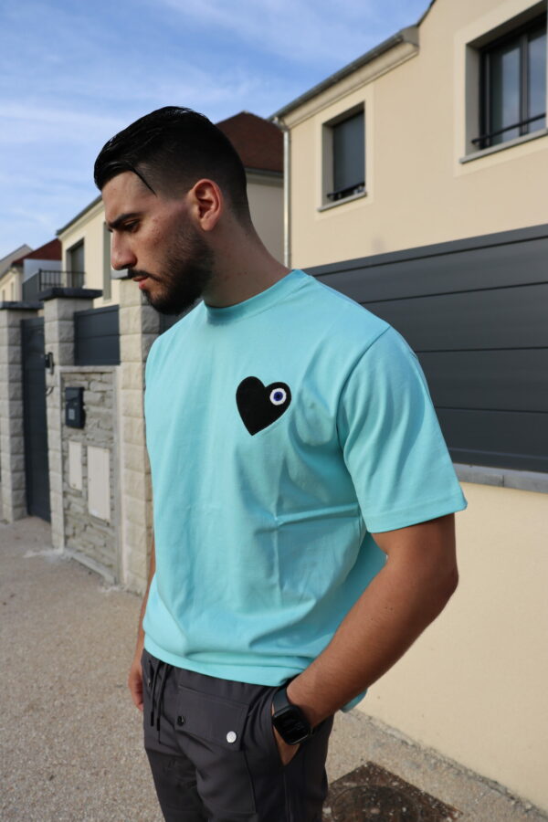 T-shirt Bleu Cœur Noir homme streetwear vetement